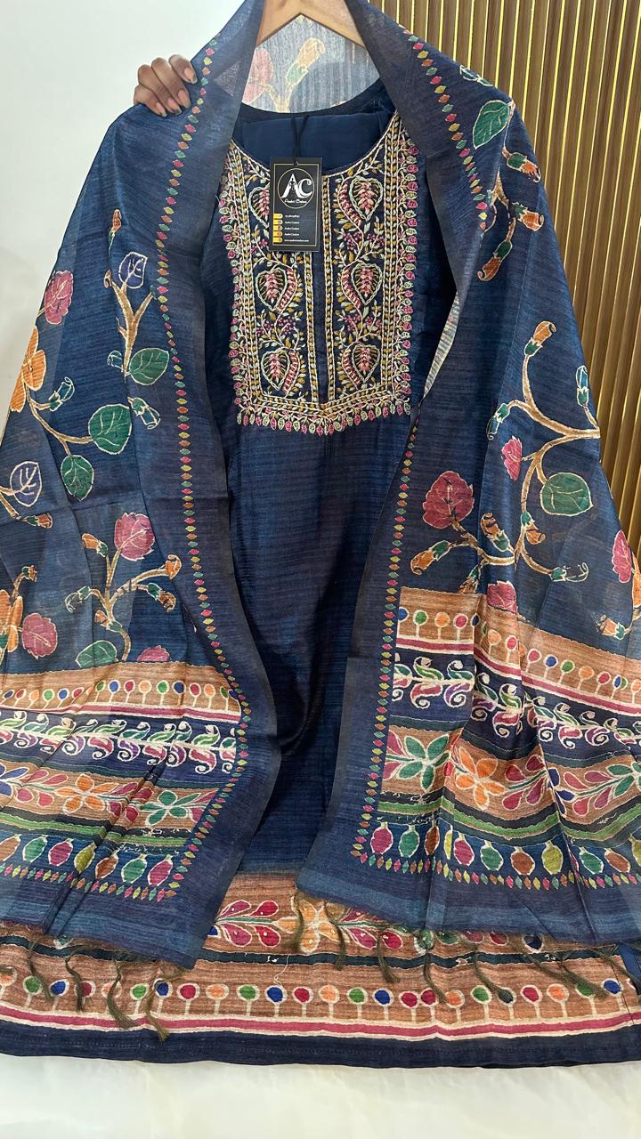 Soft chanderi silk suit set