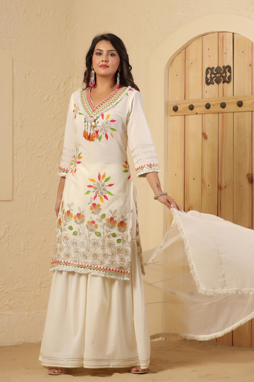 Premium mul cotton fully embellished