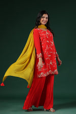 Pretty premium pure crepe hand work suit set