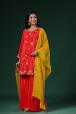 Pretty premium pure crepe hand work suit set