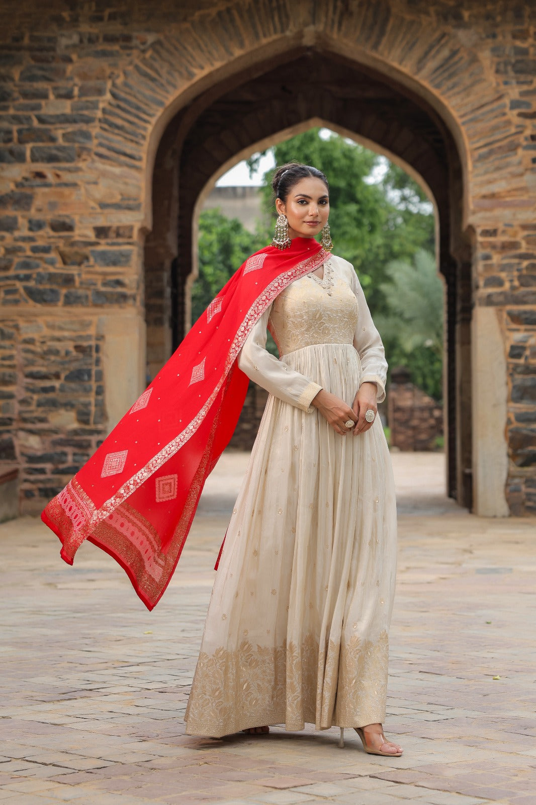 Pretty n premium silk gown with premium banarsi dupatta Aashvi Couture