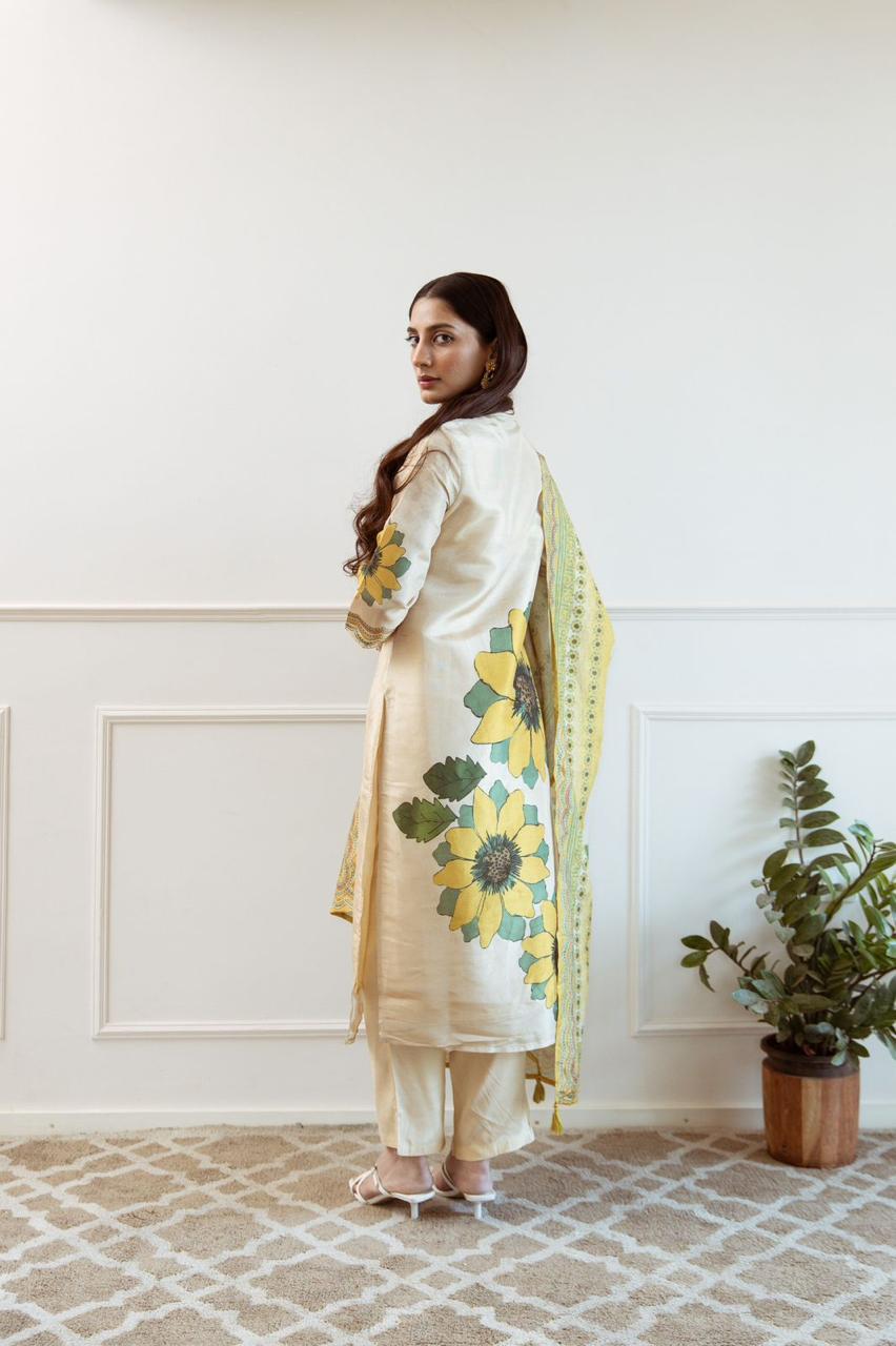 Premium shimmer tissue digital printed suit set