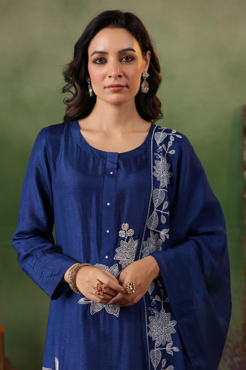 Pretty dola silk fully embroidered suit set