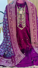 Pretty shimmer tissue Anarkali suit set