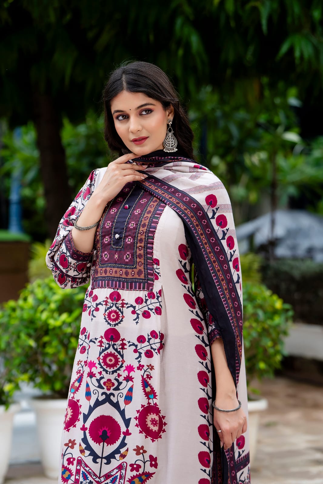Pure muslin silk digital printed suit set