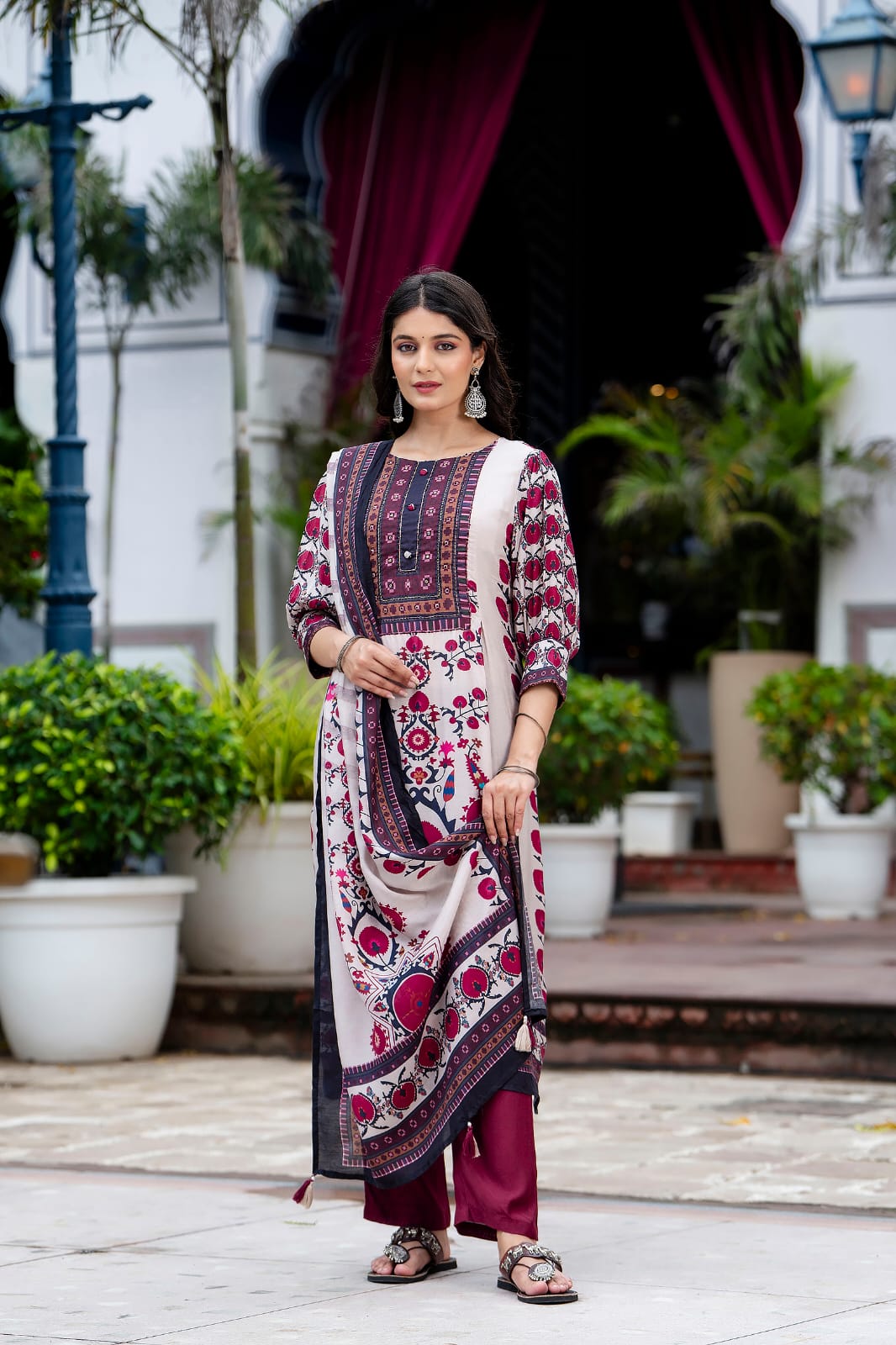 Pure muslin silk digital printed suit set