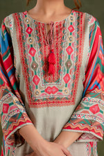 Premium pure muslin silk digital printed suit set in red