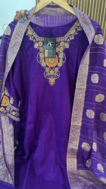 Gorgeous hand work dola silk suit set