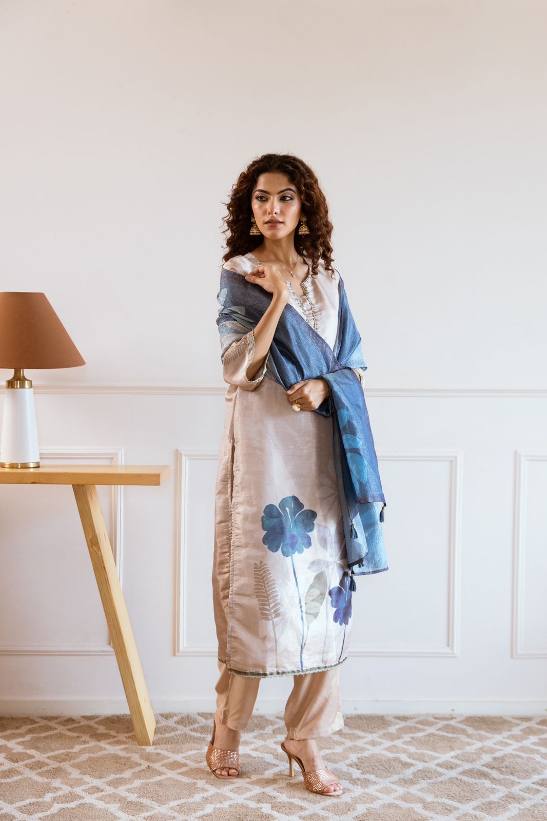 Premium shimmer tissue digital printed suit set