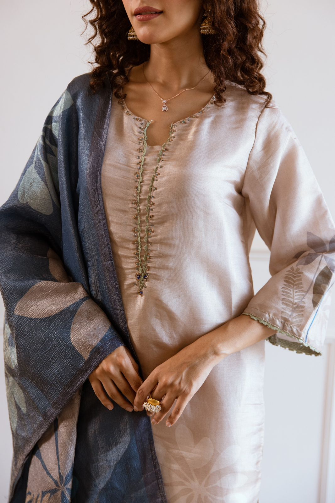 Premium shimmer tissue digital printed suit set