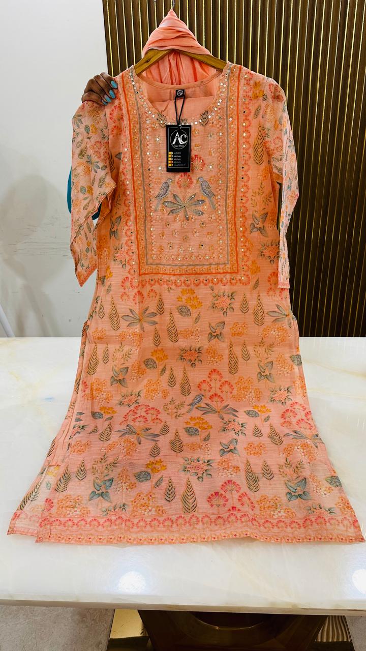 Linen cotton digital printed suit set
