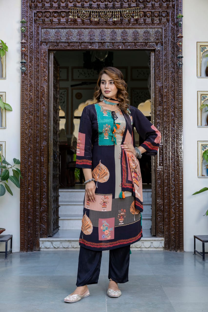 Pure crepe full suit set