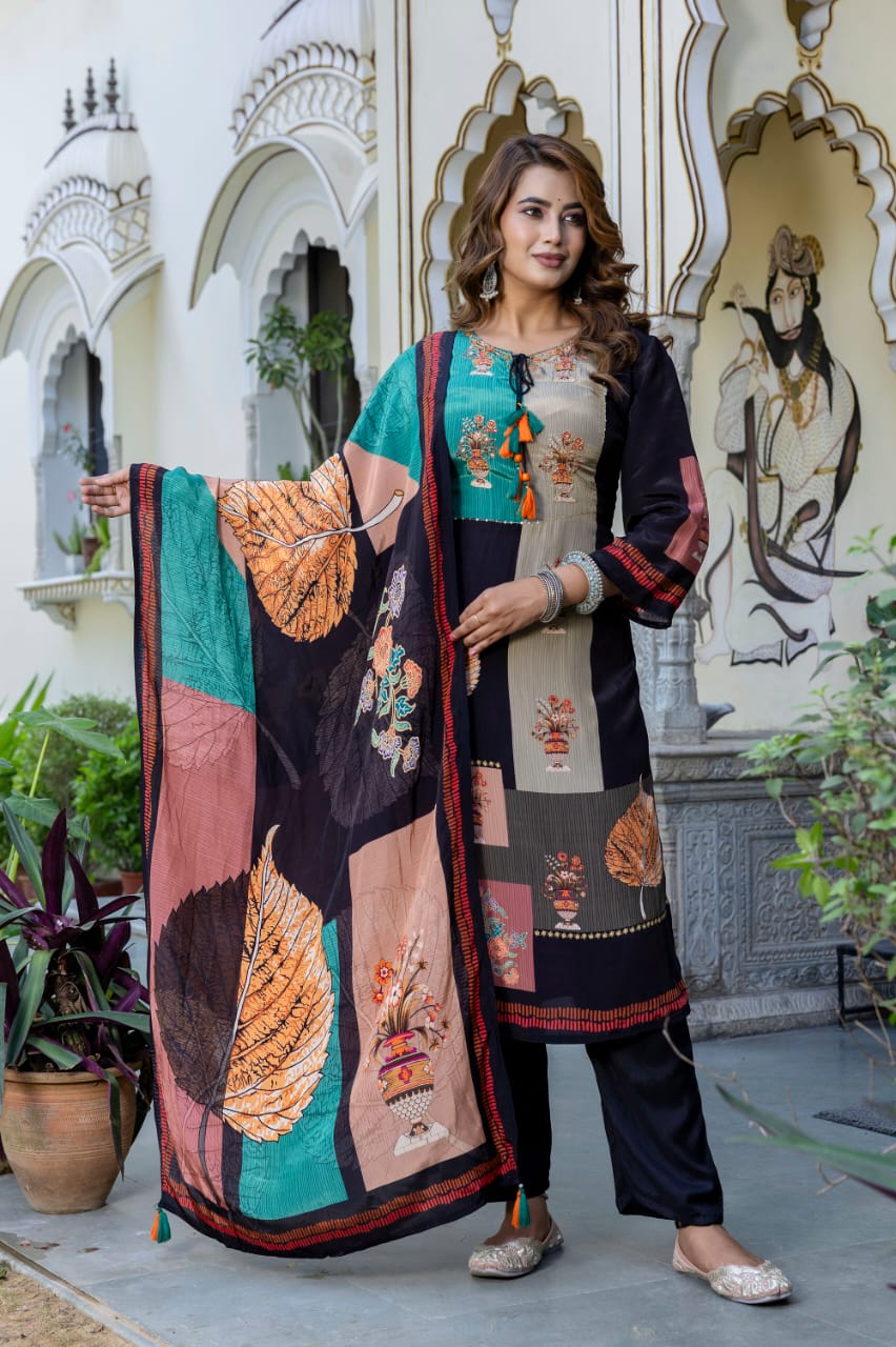 Pure crepe full suit set