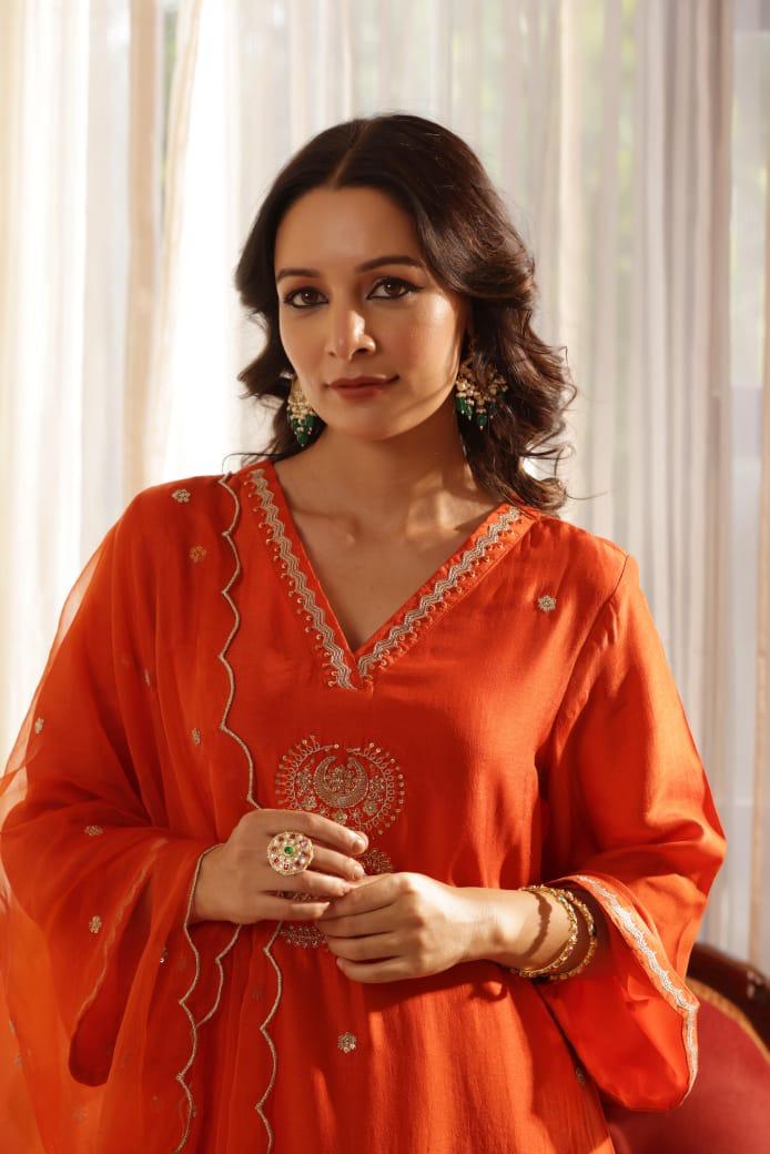 Premium silk hand work suit set