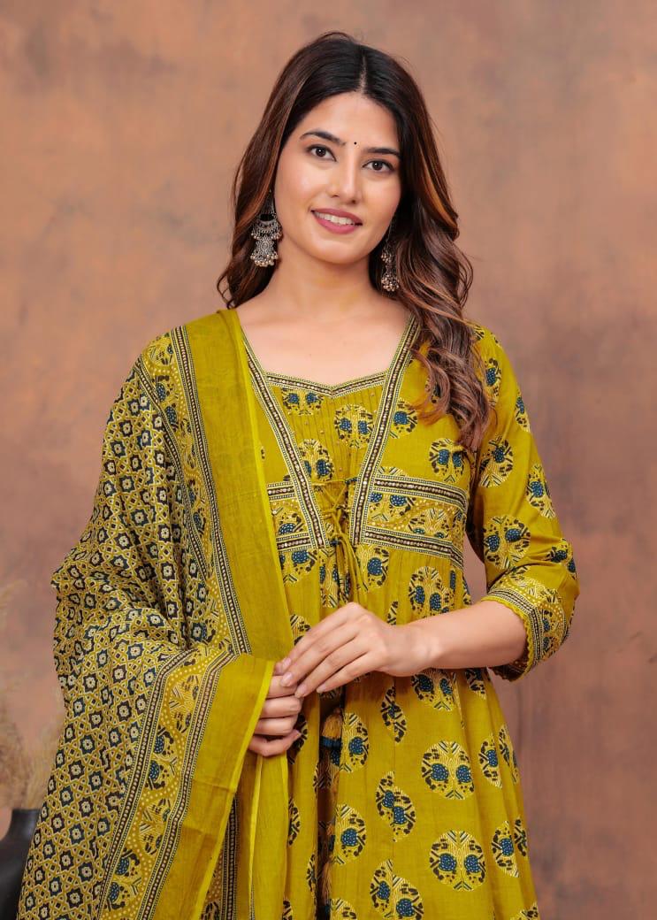 Pure cotton Anarkali full suit set