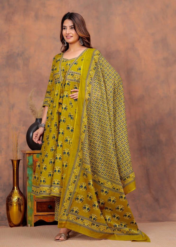 Pure cotton Anarkali full suit set