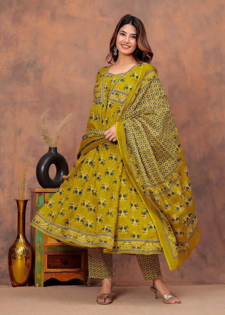 Pure cotton Anarkali full suit set