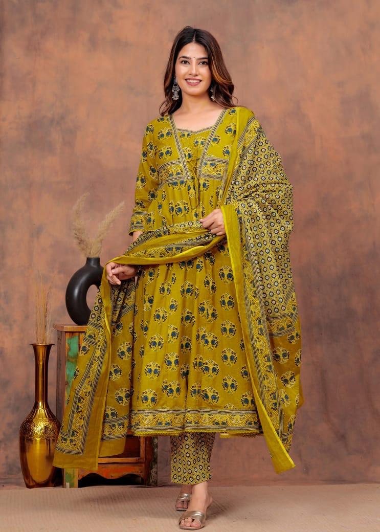 Pure cotton Anarkali full suit set