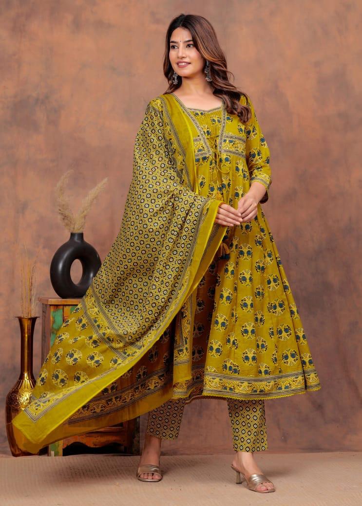 Pure cotton Anarkali full suit set