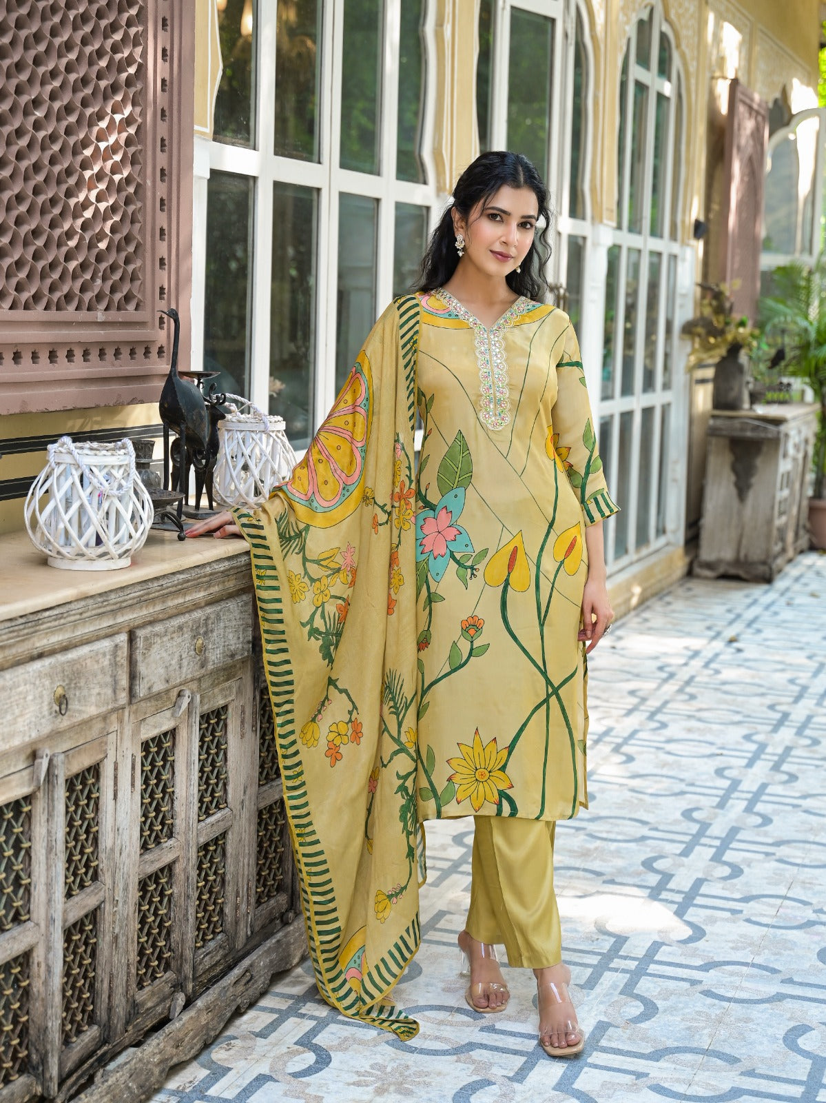 Pure crepe digital printed suit set