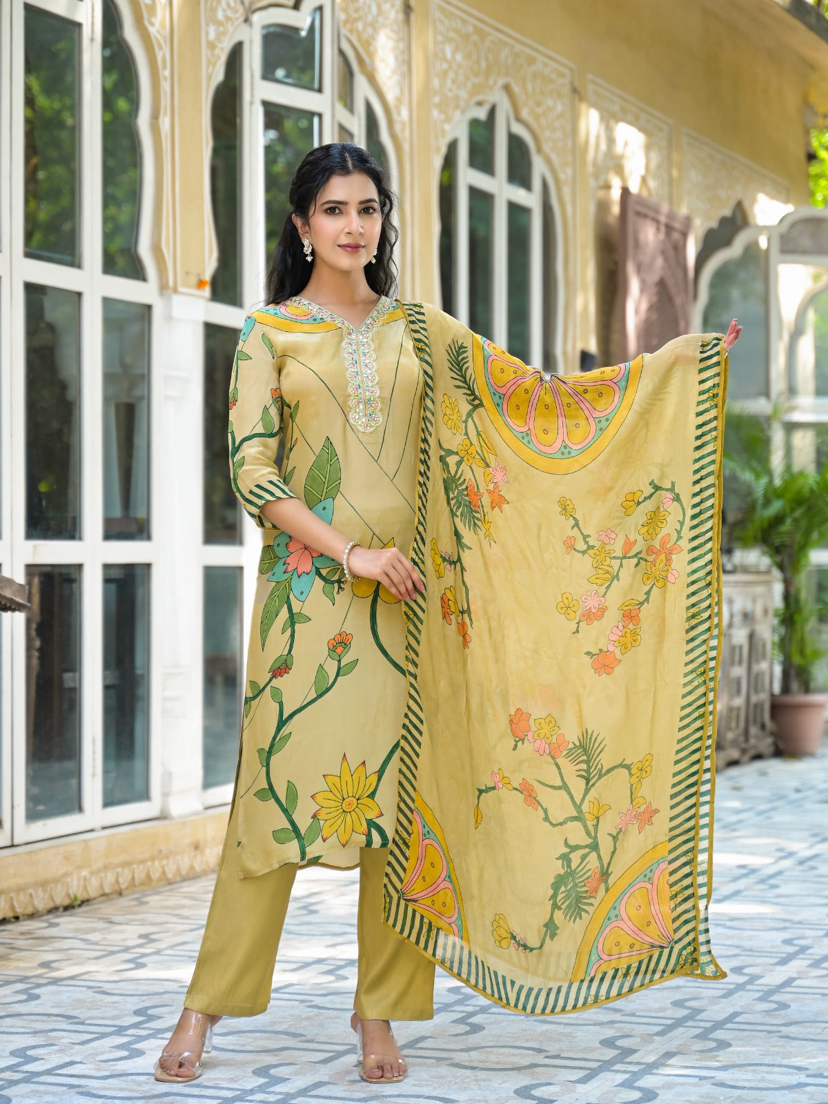 Pure crepe digital printed suit set