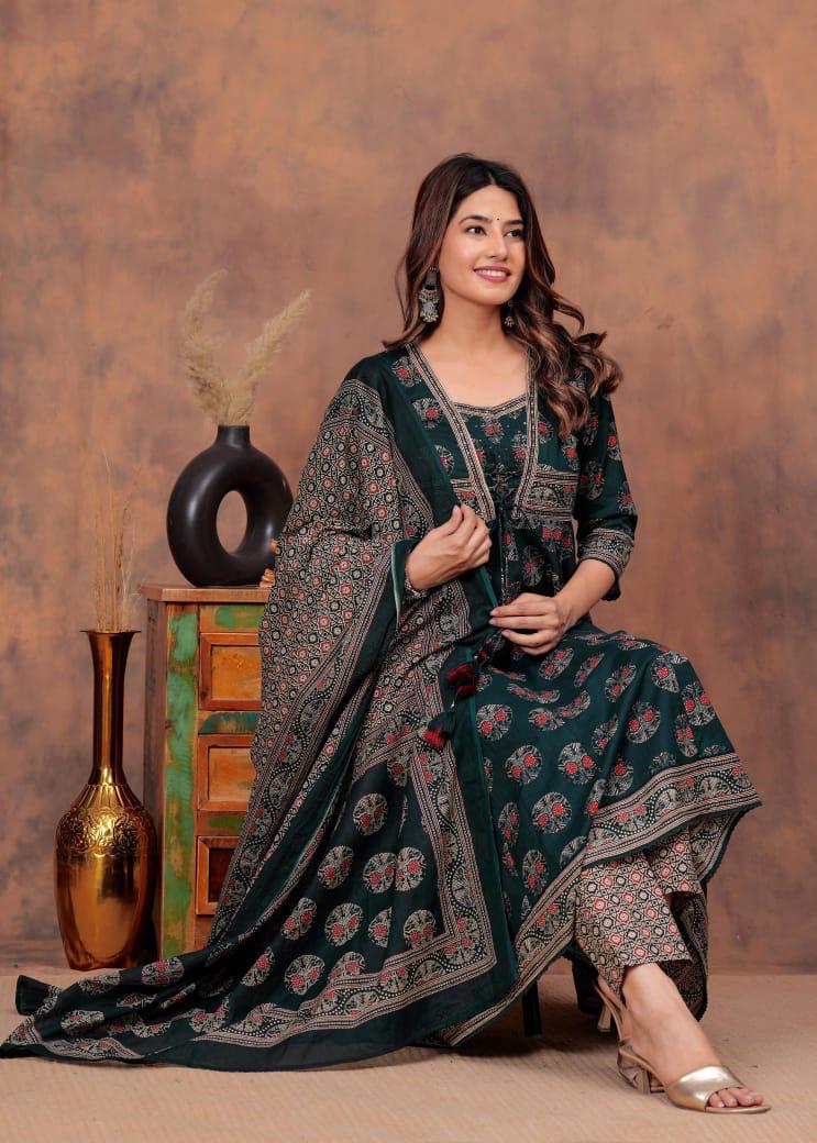 Pure cotton Anarkali full suit set