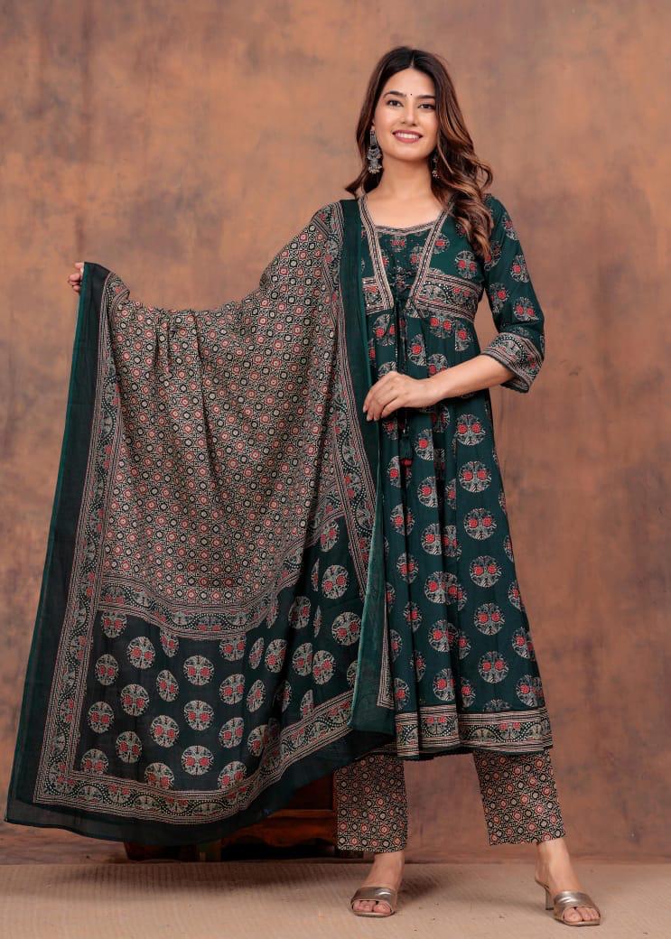 Pure cotton Anarkali full suit set