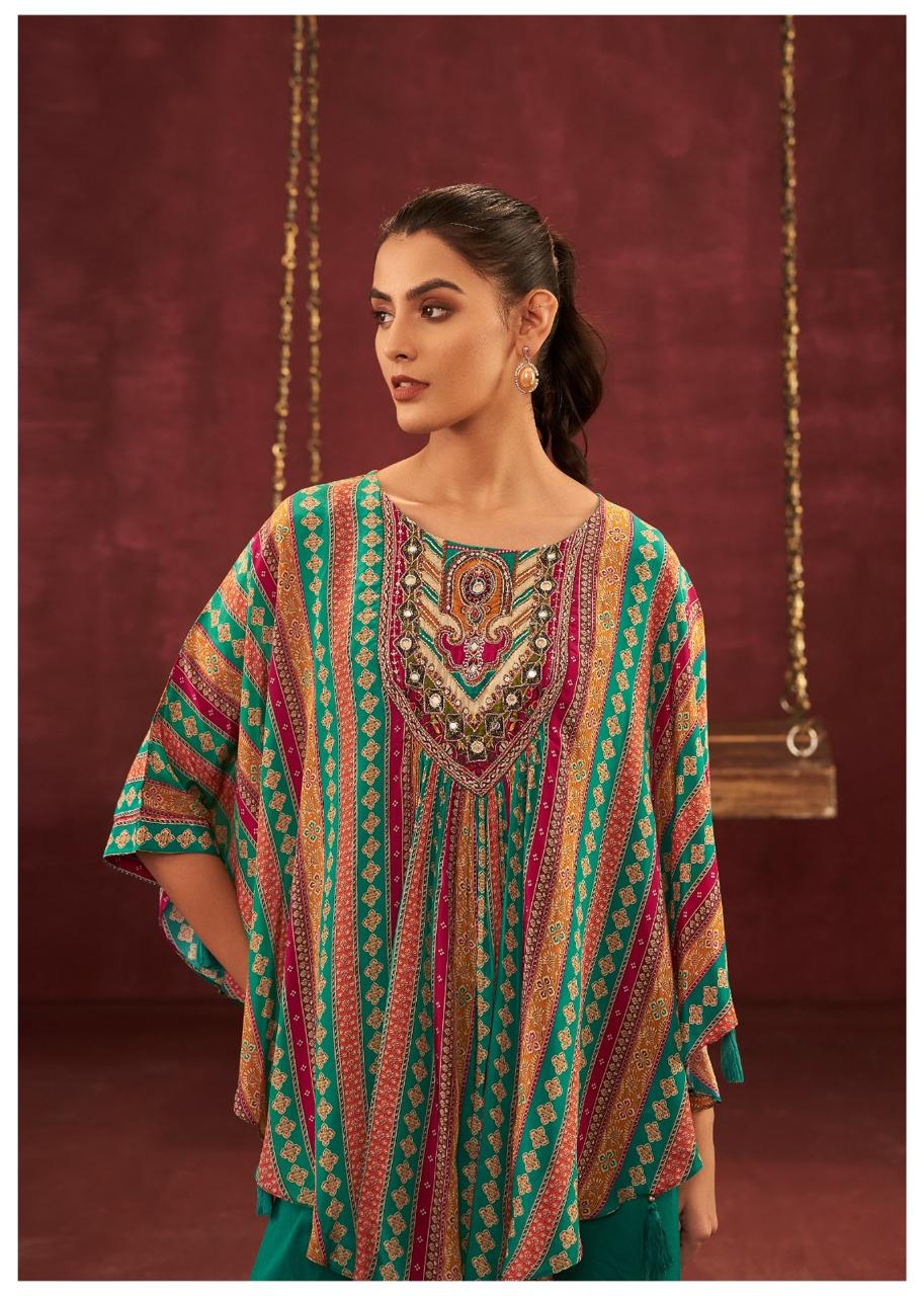 Pure chinon kaftan plazzo set