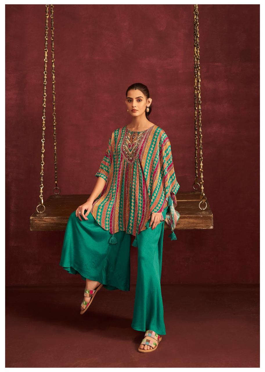 Pure chinon kaftan plazzo set