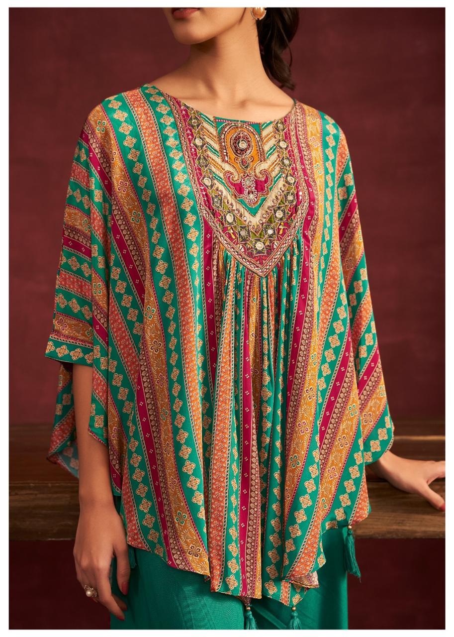 Pure chinon kaftan plazzo set