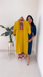 Pure cotton organic kalamkari suit set in yellow