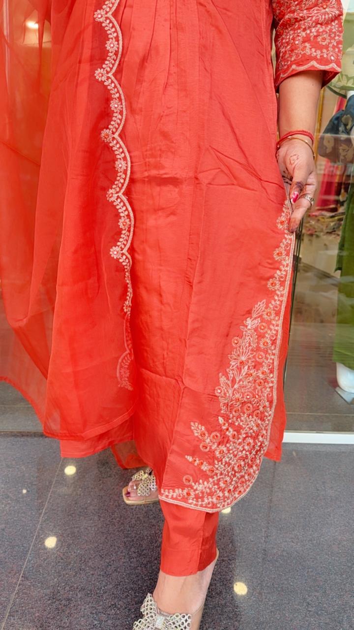 Premium silk zari detailing suit set