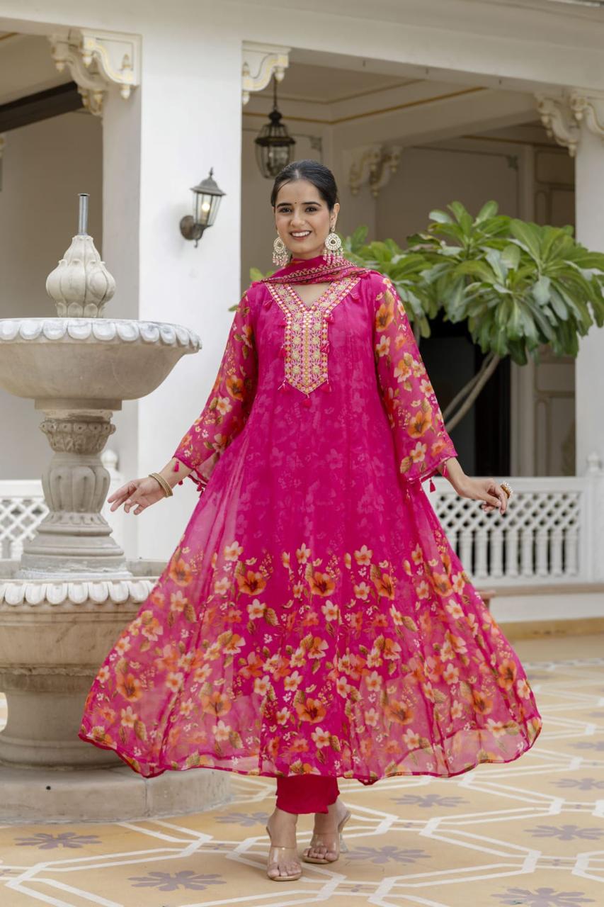 Premium shiffon Anarkali suit set