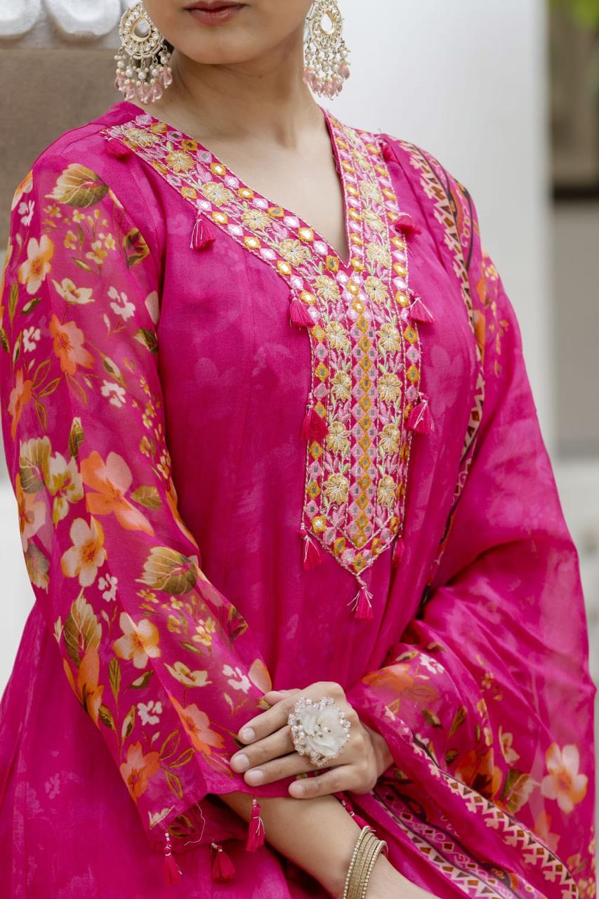 Premium shiffon Anarkali suit set