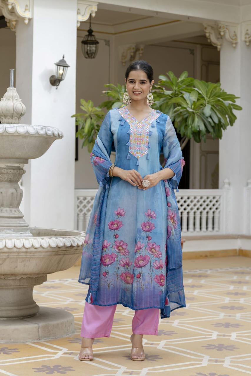 Premium shiffon Anarkali suit set