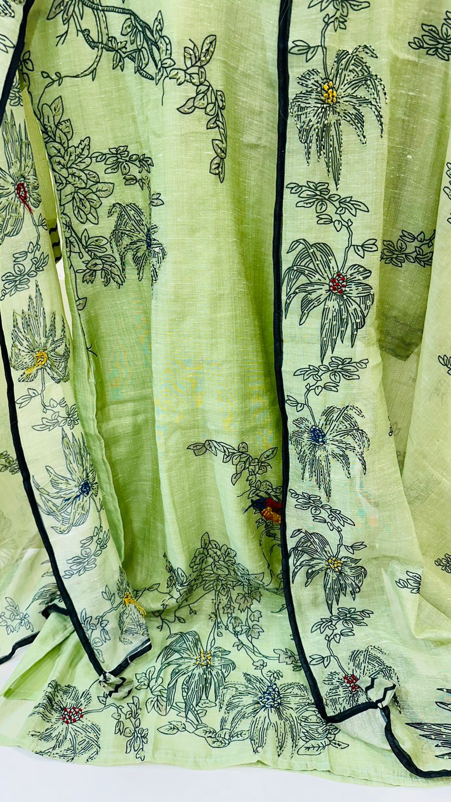 Premium linen cotton chanderi fully katha stitched suit set