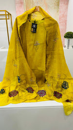 Premium linen cotton chanderi fully katha stitched suit set