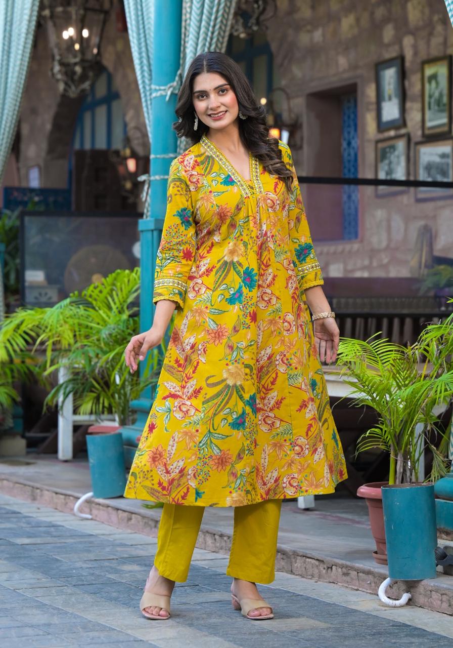 Premium cotton V neck suit set