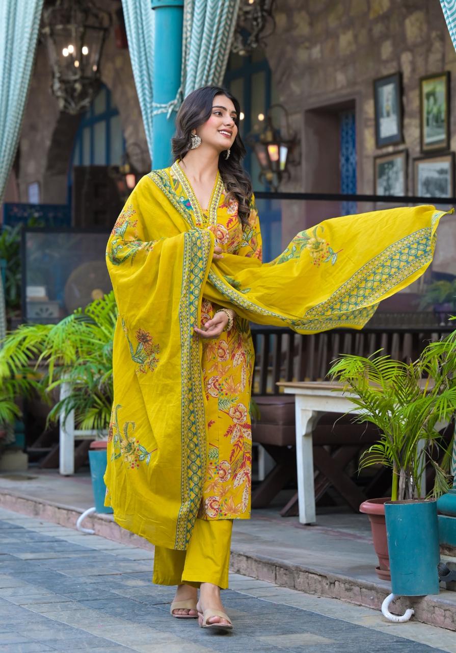 Premium cotton V neck suit set