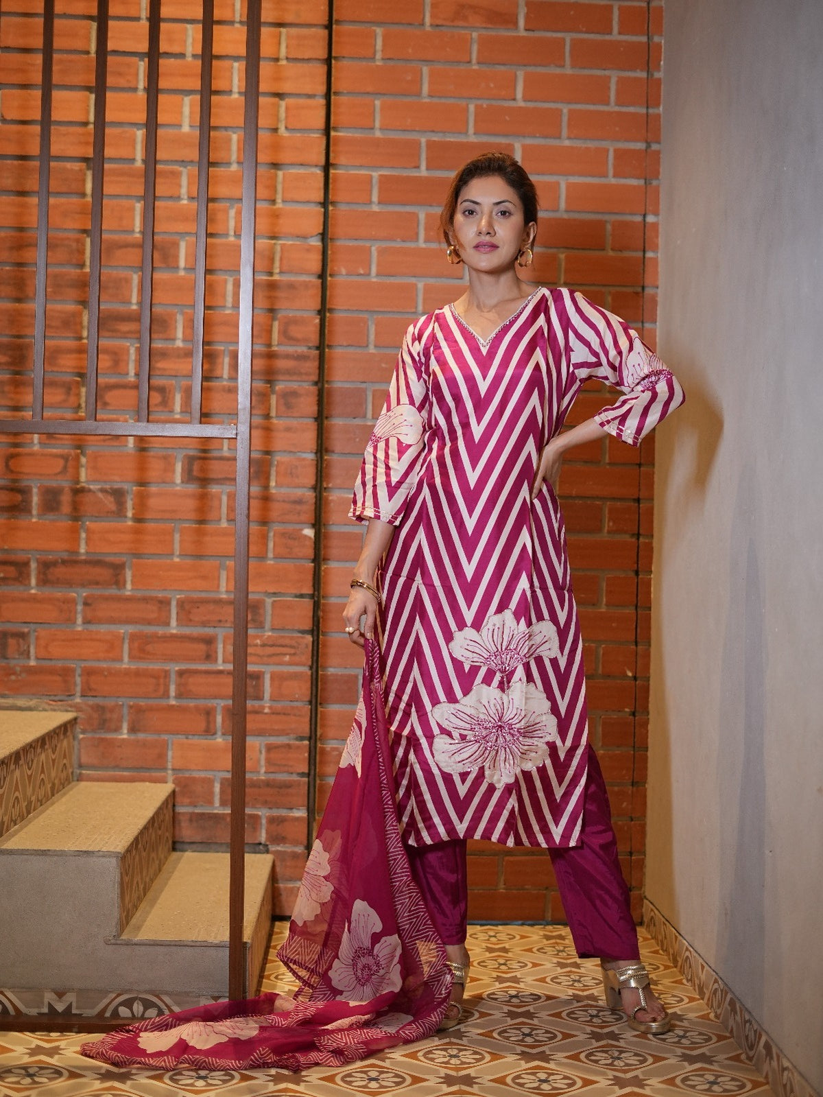 Beautiful pure muslin silk lining suit set