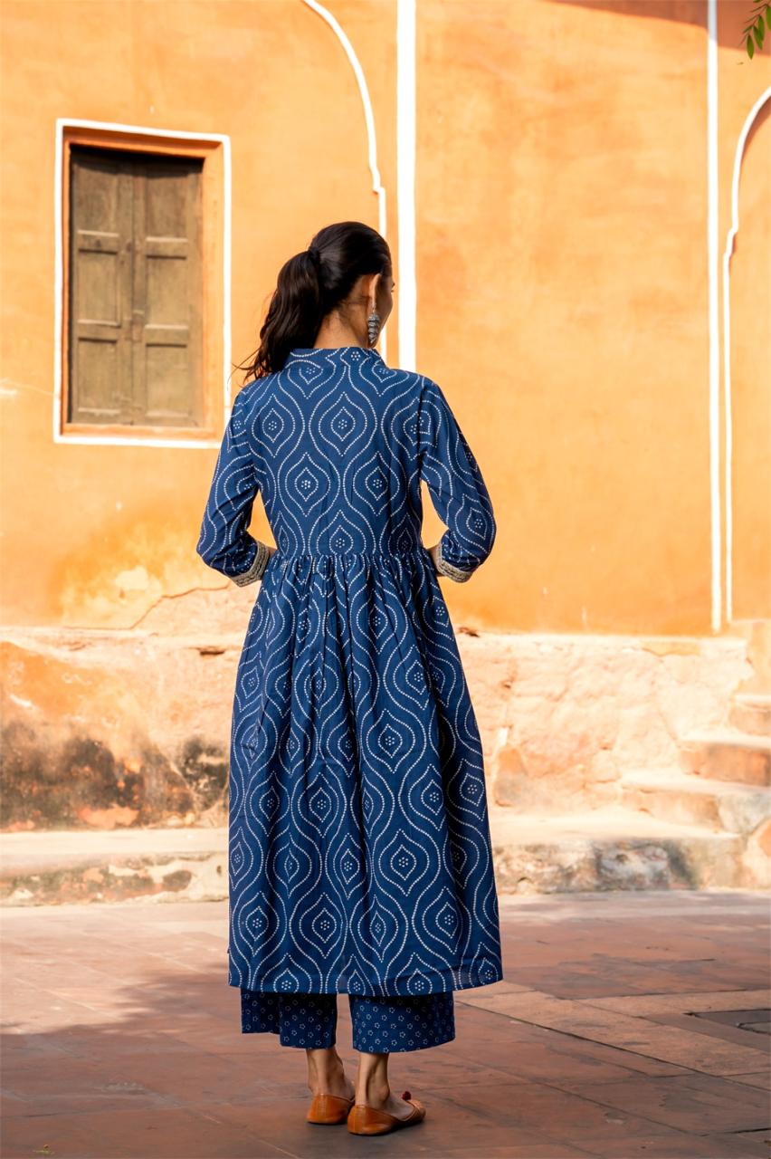 Cotton V neck alia cut kurta pant