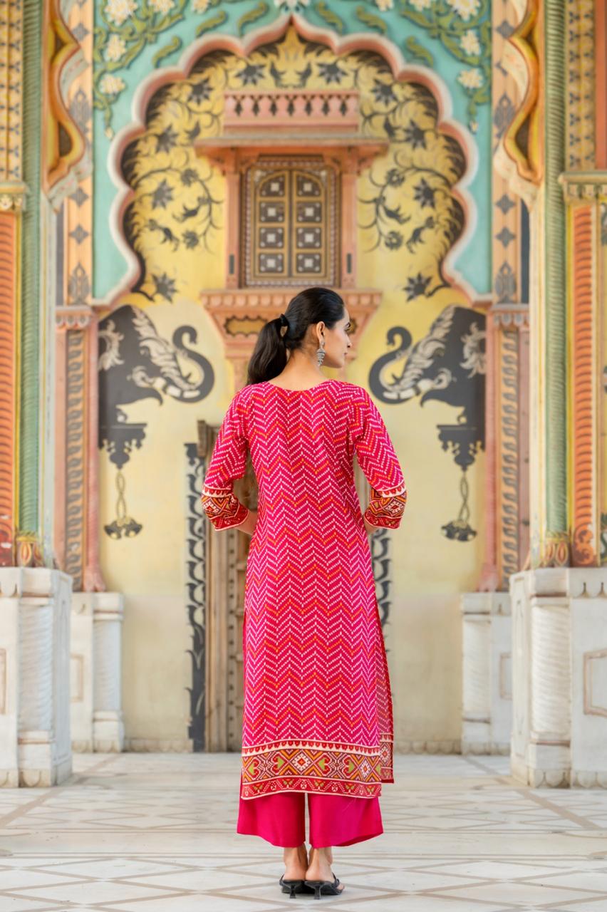 Wow gaji muslin silk bandhani kurta pant