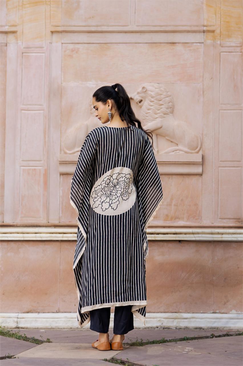 Pure muslin silk digital printed kaftan