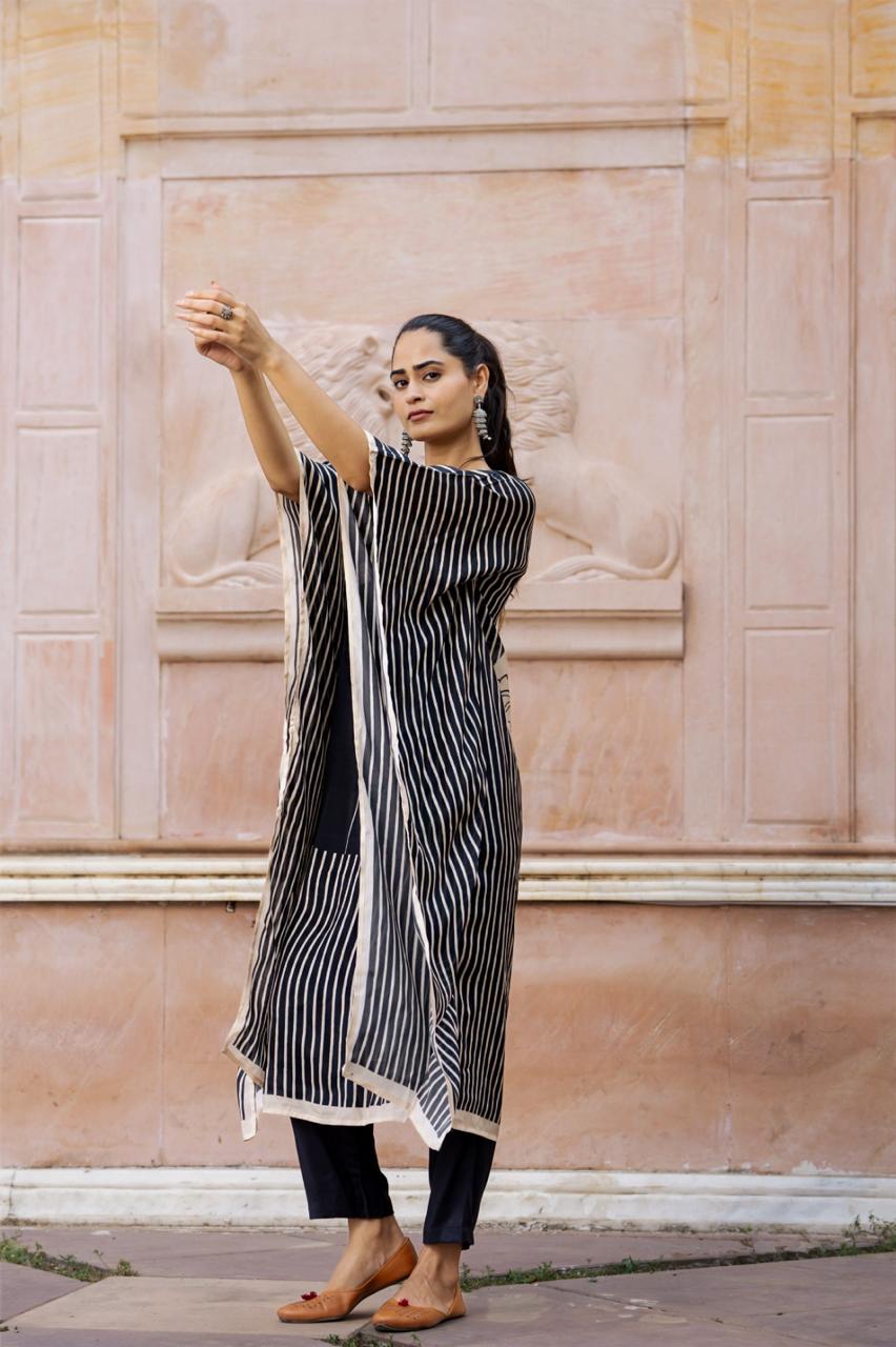 Pure muslin silk digital printed kaftan