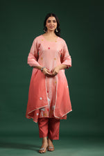 Pretty crushed shimmer tissue applique suit set