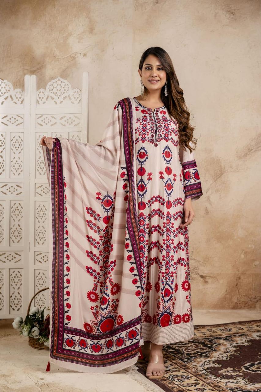 Super pretty Anarkali mirror work suit set