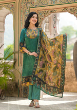 Premium gaji silk kalamkari suit set