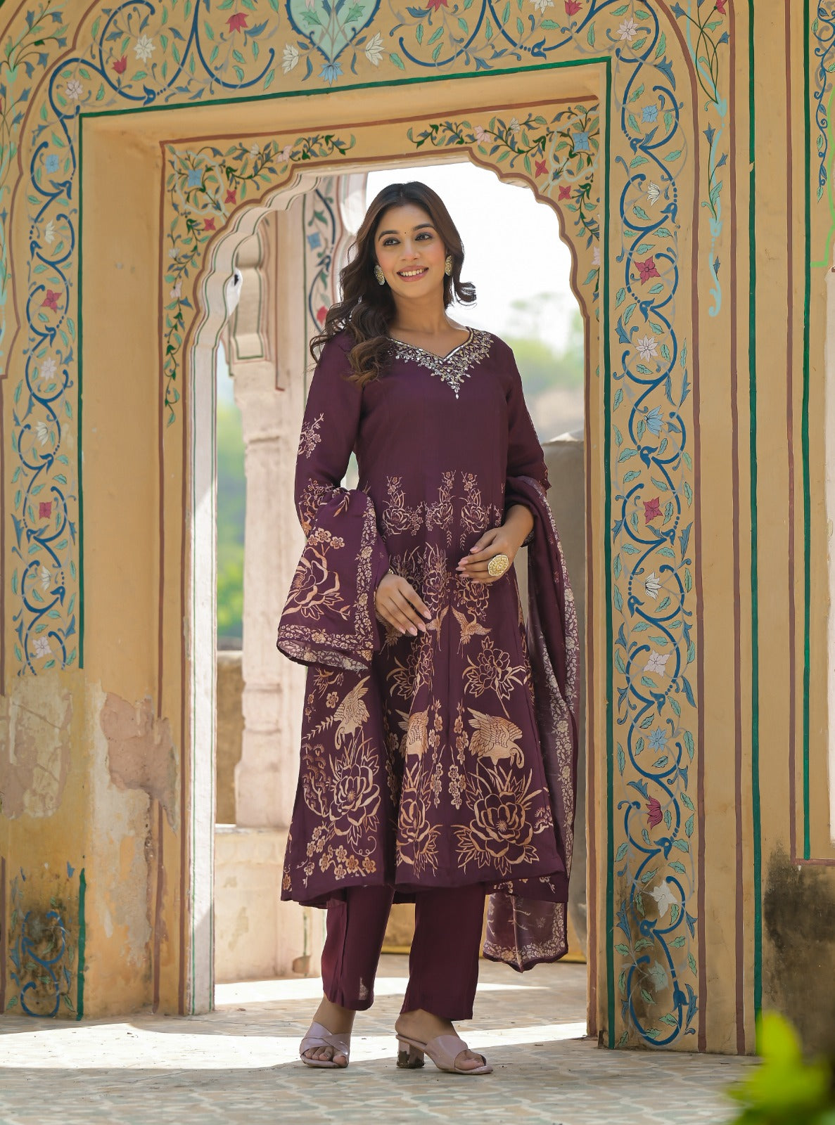 Premium dola silk digital printed suit set