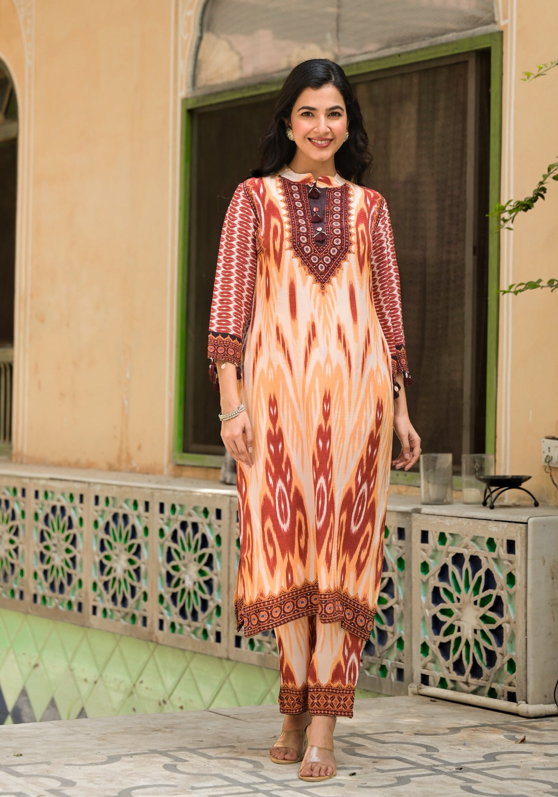 Wow crepe Ikkat Co ord set