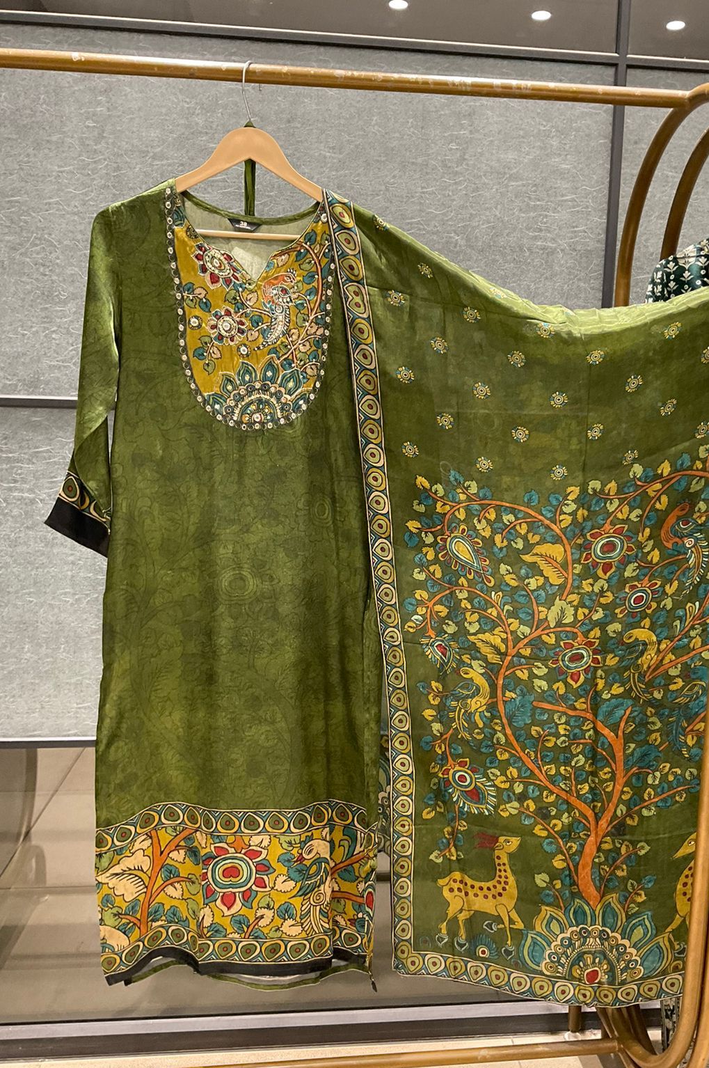 Premium gaji silk kalamkari suit set